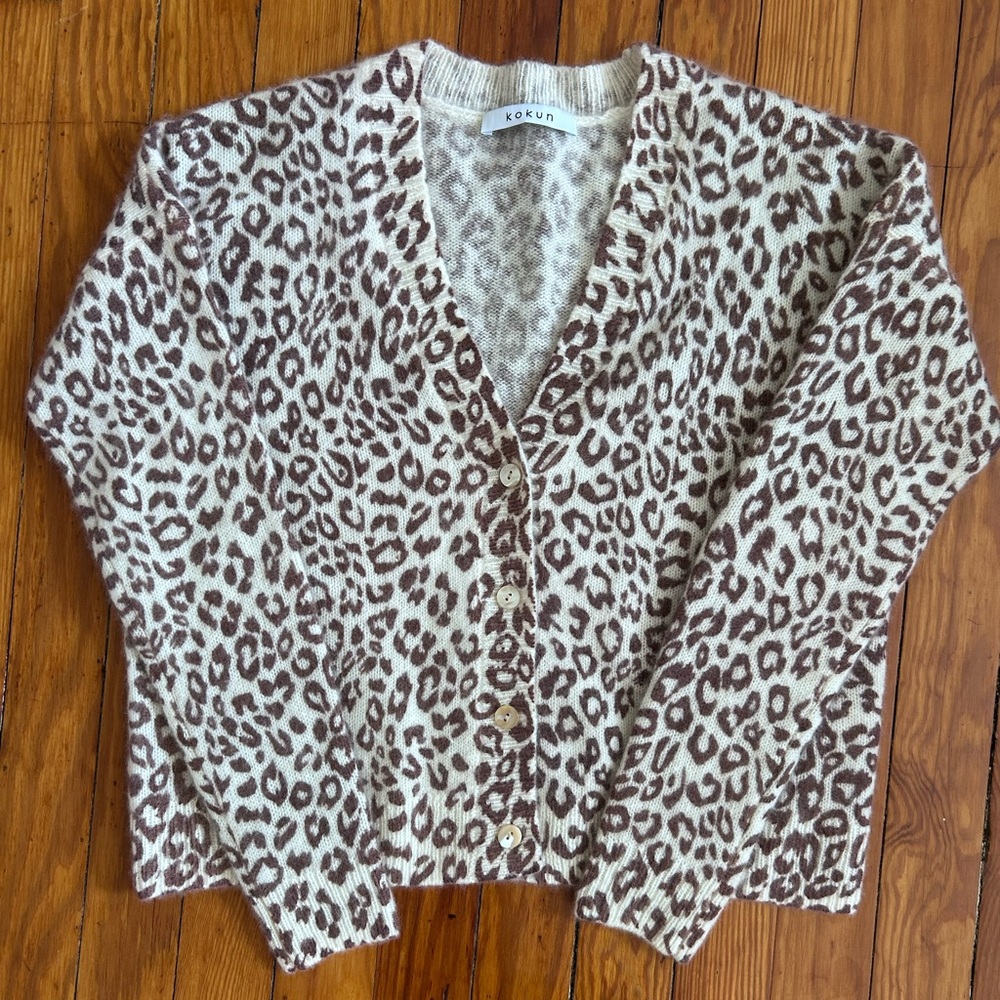 Kokun Silk Cashmere Cardigan Leopard Print